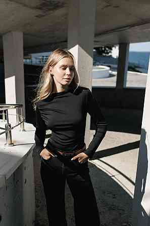 Женский базовый боди с драпировкой микро дайвинг Черный, 46/48 Одесса