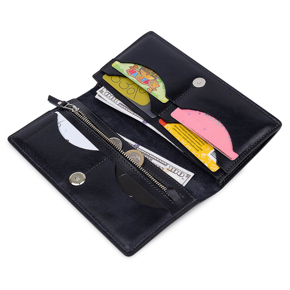 Вертикальне шкіряне портмоне унісекс GRANDE PELLE 11556 Синій Київ - фото 6