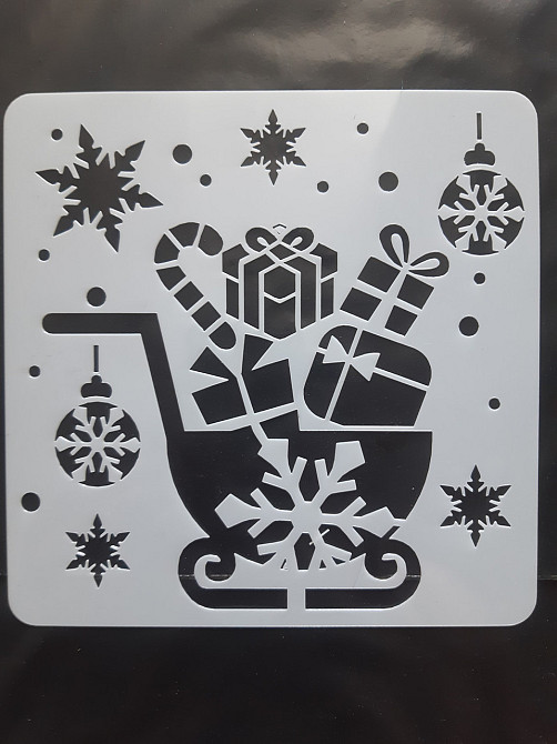 Трафарет новогодние сани 15 на 15 см серый Киев - изображение 1