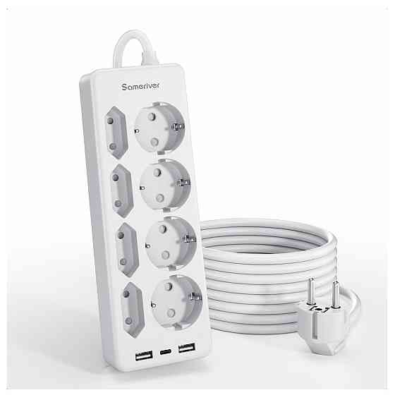 Подовжувач на 8 розеток 2*USB, 1*Type C із захистом від перенапруги Sameriver ZYC52 Луцк