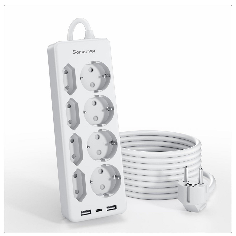 Подовжувач на 8 розеток 2*USB, 1*Type C із захистом від перенапруги Sameriver ZYC52 Луцк - изображение 1