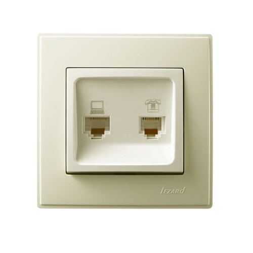 LESYA крем Розетка внутрішня комп'ютер+телефон Лезард Житомир - фото 1