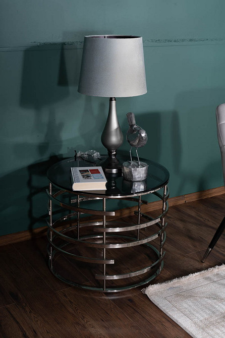 Журнальний столик LIVIA скло димчасте/срібний FI 60 Киев - изображение 4