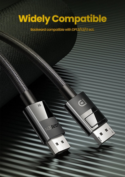 Кабель UGREEN DP Male to Male 8K, 1.5м, черный Киев - изображение 2