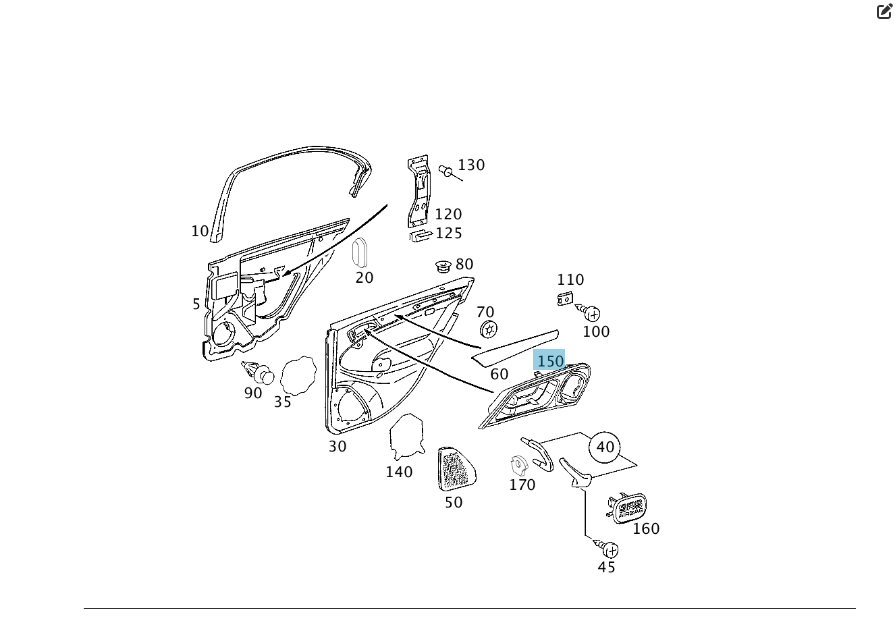 Mercedes-Benz  A2037370388 7213 Внутрішня ручка відкриття задніх лівих дверей сіра C-class W203 C-class S203 Одесса - изображение 2
