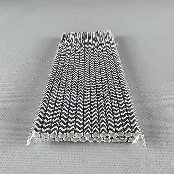 Соломка трубочка паперова Ø 5 мм 20 см "Ялинка" чорна 25 шт (1 пачка) Харків