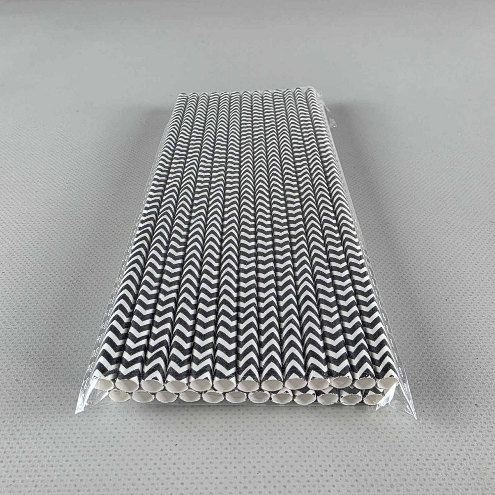 Соломка трубочка паперова Ø 5 мм 20 см "Ялинка" чорна 25 шт (1 пачка) Харків - фото 2