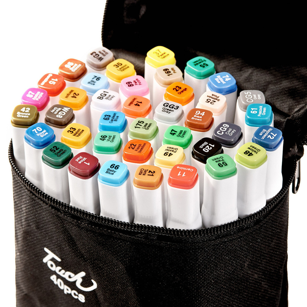 Маркеры двусторонние для эскизов и скетчей на спиртовой основе Touch 40 цветов, Фломастеры для юных художников Каменец-Подольский - изображение 3