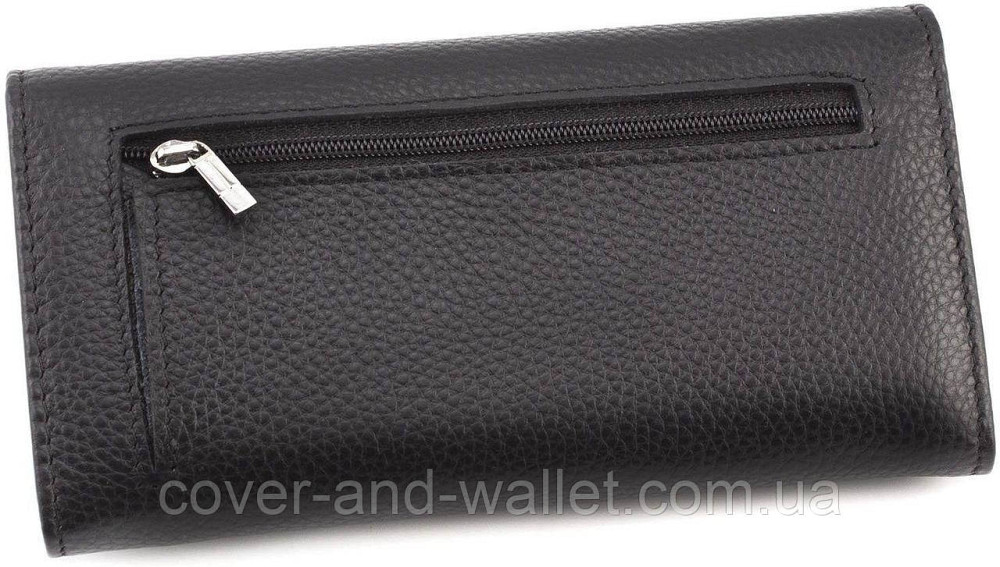 Чорний жіночий шкіряний гаманець з монетницею на блискавці ST Leather Київ - фото 5