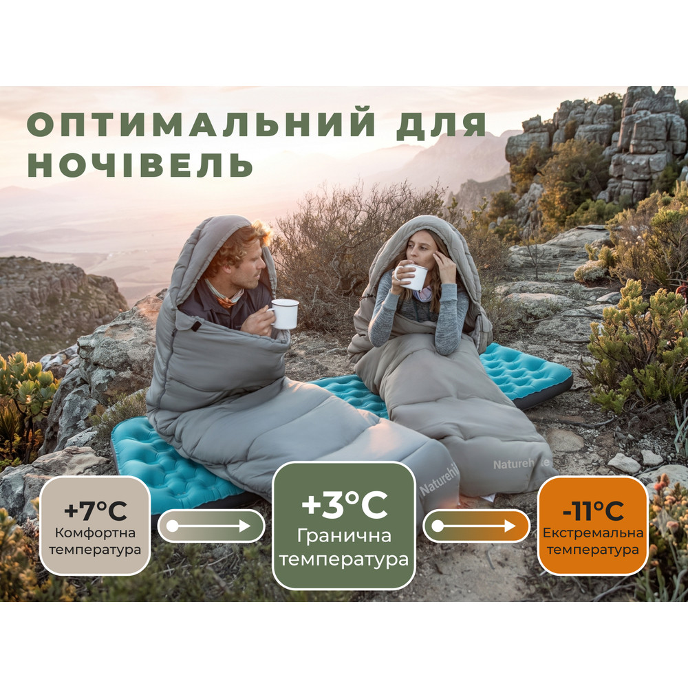 Спальний мішок з капюшоном Naturehike MS300 CNK2350WS023 лівий, сірий Київ - фото 8