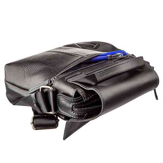 Сумка чоловіча комбо шкіряна Чорна (SHVIGEL) Київ