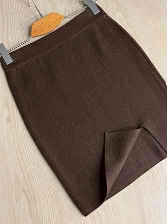 Спідниця жіноча My Fashion 6808-48 в’язана коротка з розрізом, коричневий, one size Київ