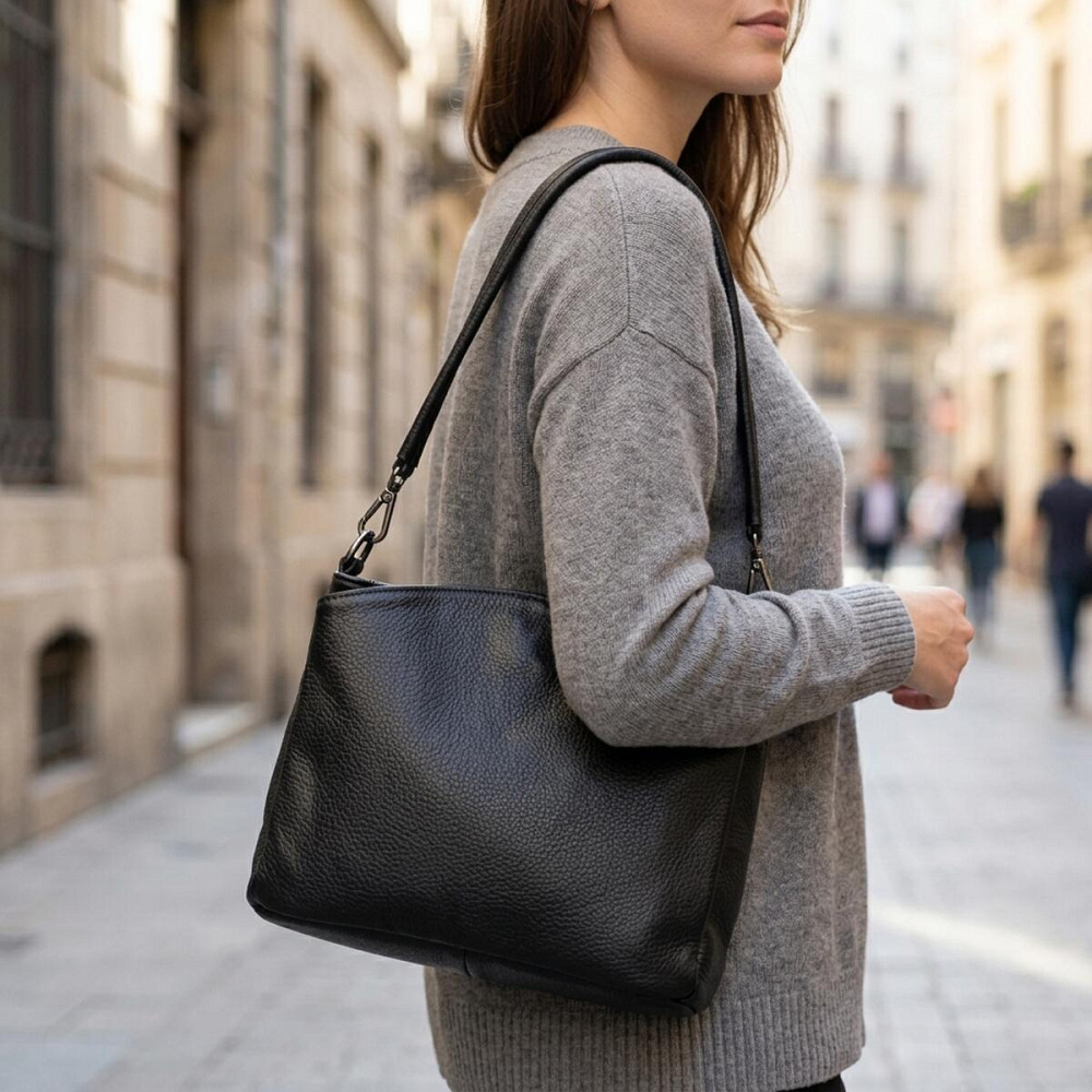 Сумка на плече з натуральної шкіри Vintage 23007 Чорний Київ - фото 12