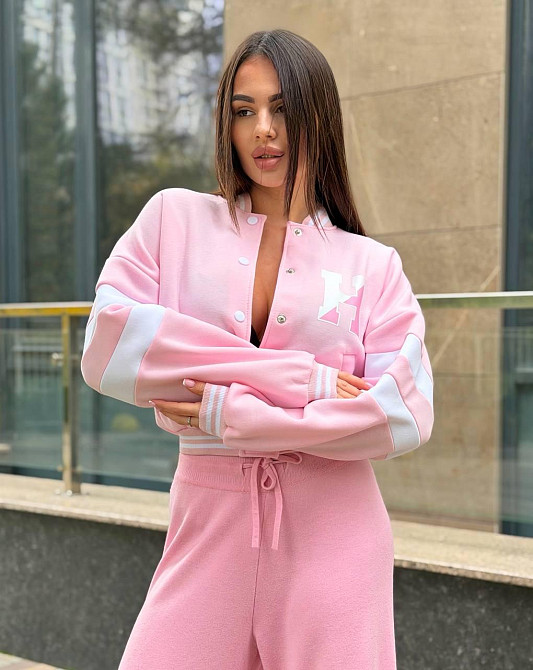 Жіночий повсякденний теплий бомбер тринитка на флісі Рожевий Одеса - фото 4