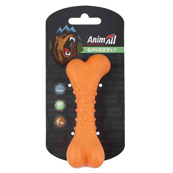 AnimAll GrizZzly АнімАлл Грізлі Іграшка для собак кісточка, 11×4,7 см, помаранчевий Київ