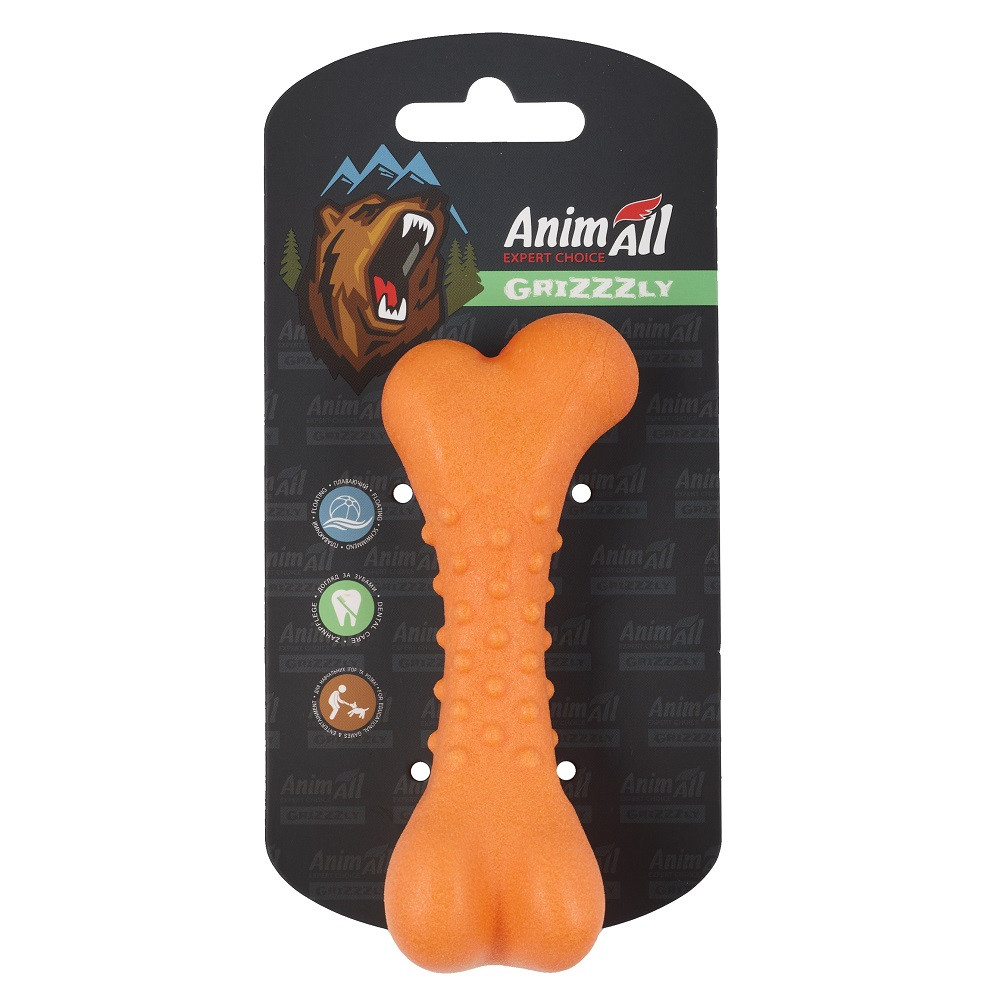 AnimAll GrizZzly АнімАлл Грізлі Іграшка для собак кісточка, 11×4,7 см, помаранчевий Київ - фото 1