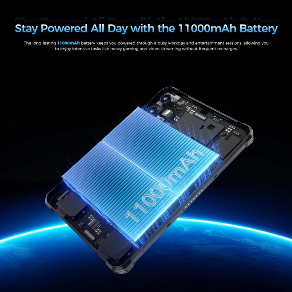 Планшет Oukitel RT3plus 8” HD / 4GB/128GB / G81 / 11000mAh / 16+8Мп / IP69K / LTE Black Винница - изображение 3