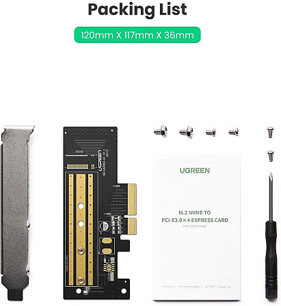 Адаптер Ugreen для встановлення SSD M.2 (NVMe) у слот PCI-E 3.0 x4 CM302 70503 Николаев - изображение 8