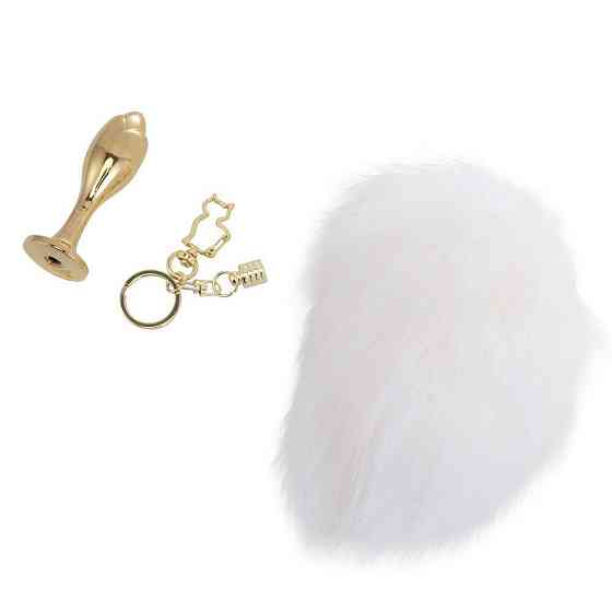 Металева анальна пробка Крихітний хвіст LOCKINK SEVANDA White Bunny-Tail Anal Rose-shape Plug Sex Aura Київ