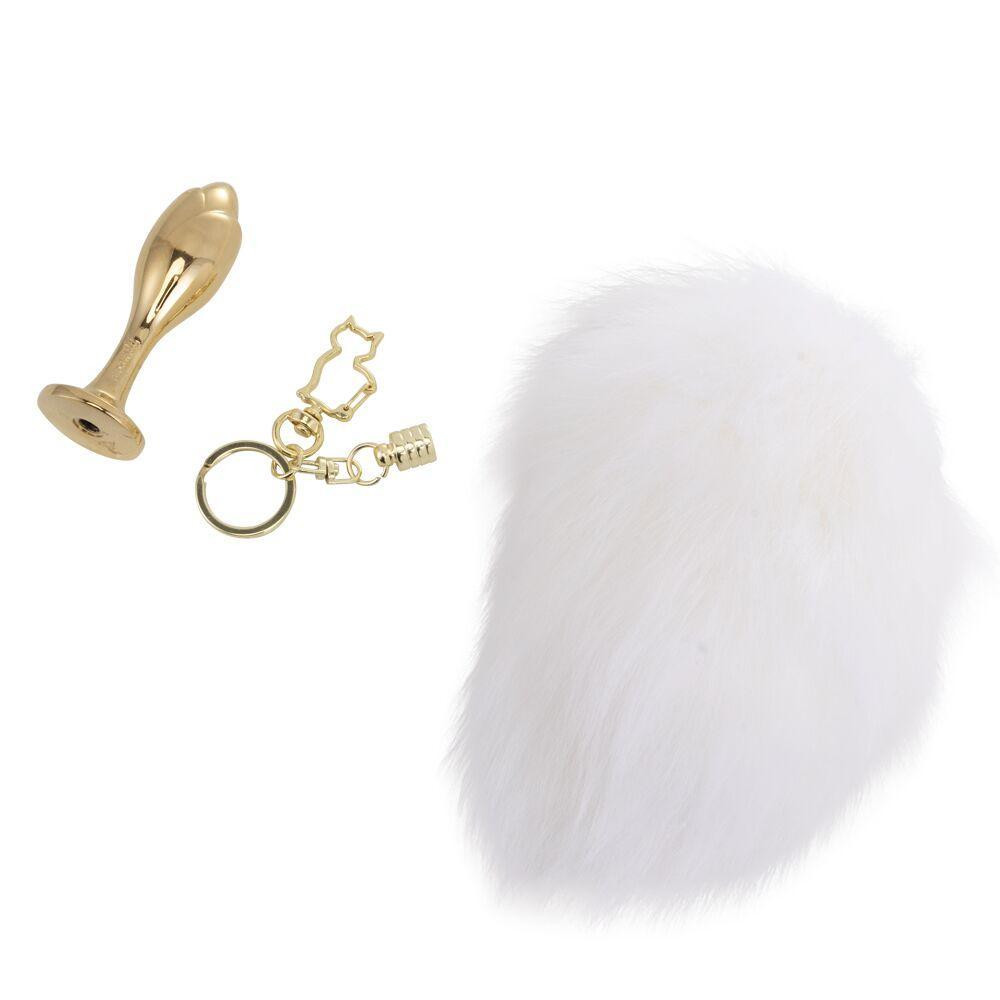 Металева анальна пробка Крихітний хвіст LOCKINK SEVANDA White Bunny-Tail Anal Rose-shape Plug Sex Aura Київ - фото 3