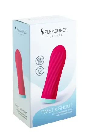 Віброкуля S Pleasures Bullets Twist & Shout Cerise, яскраво-рожева, ребриста поверхня, 10 режимів Львів