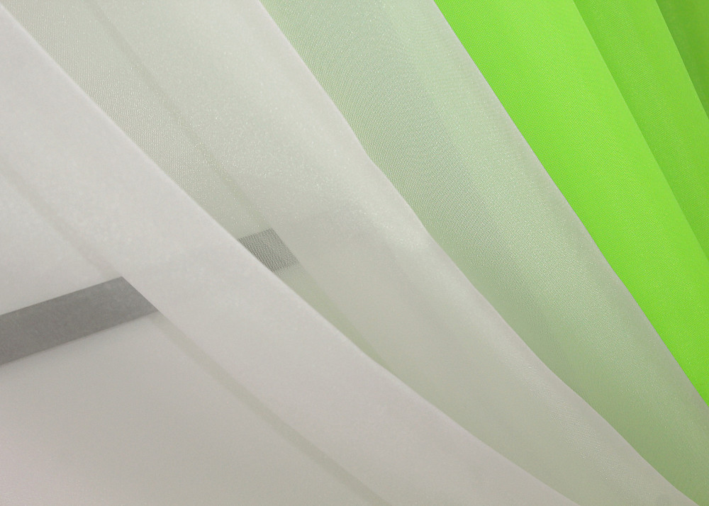 Кухонные шторы VR-Textil № 017к комбинированные с подвязками неоново-салатовый с молочным 265х170 см (52-0889) Киев - изображение 5