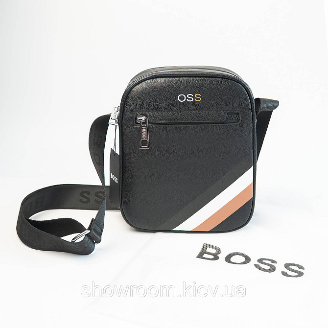 Чоловіча брендова чорна сумка Boss (6602) Київ - фото 7