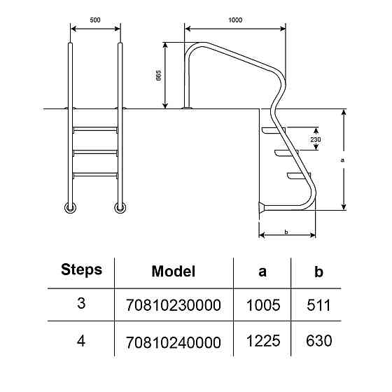 Лестница для бассейна Hayward EAF4 Easy access (4 ступени). для широкого борта. AISI-316 Киев