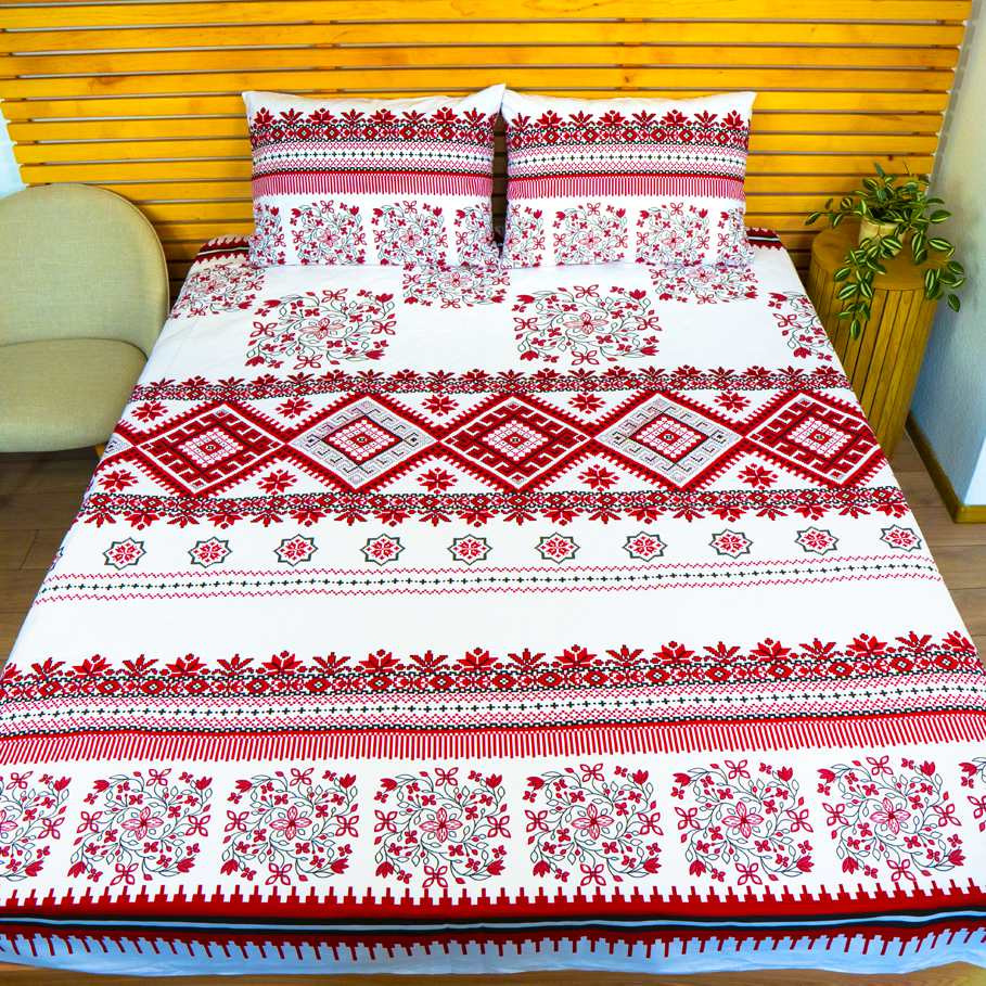 Комплект постільної білизни Євро Бязь Голд Вишиванка 120 г/м2 YouStar (Білий) 2 х 70х70 Суми - фото 5
