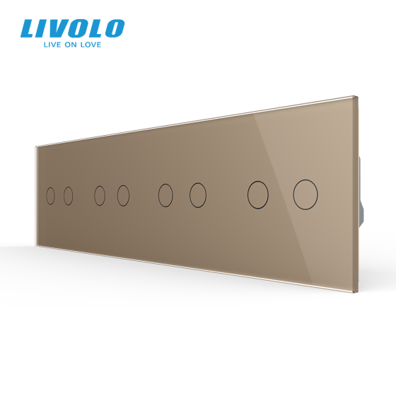 LIVOLO Сенсорний прохідний/перехресний вимикач 8 сенсорів (2-2-2-2) Livolo золото скло (VL-C708 Коломыя