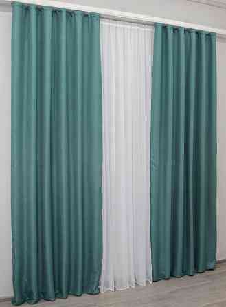 Шторна тканина льон блекаут рогожка (мішковина) висота 2,8м колір бірюзовий 511ш Київ