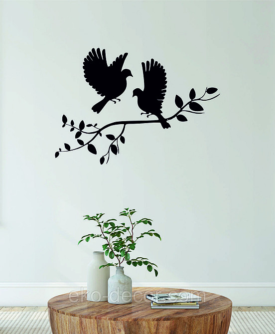 Декоративное настенное Панно «Птички Два голубя», Декор на стену 70*44 см, Черный Киев - изображение 6