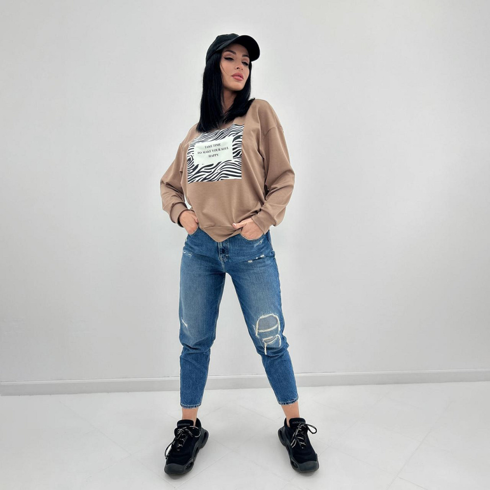 Женский свитшот с анималистичным принтом Wild 42-44, Капучино Киев - изображение 1