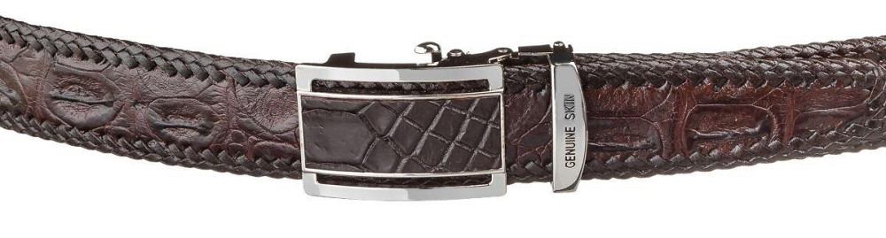Ремінь-автомат CROCODILE LEATHER 18171 з натуральної шкіри крокодила Коричневий Київ - фото 9