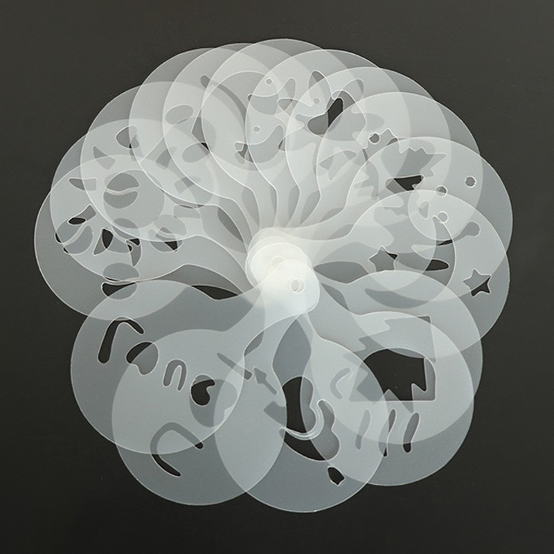 Набор трафаретов для кофе 16 штук 85 мм серый Киев - изображение 10