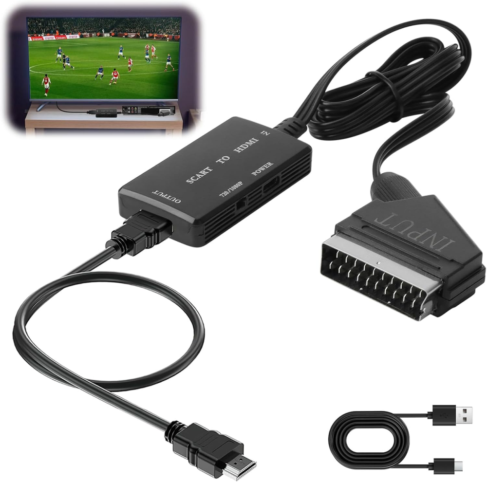 Конвертер SCART–HDMI 1080P з USB-кабелем, відео-аудіо адаптер для телевізора, проєктора, DVD, VHS і приставок Київ - фото 8