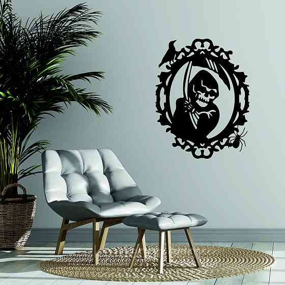 Декоративное настенное Панно «Смерть с косой», Декор на стену 70*54 см, Черный Киев