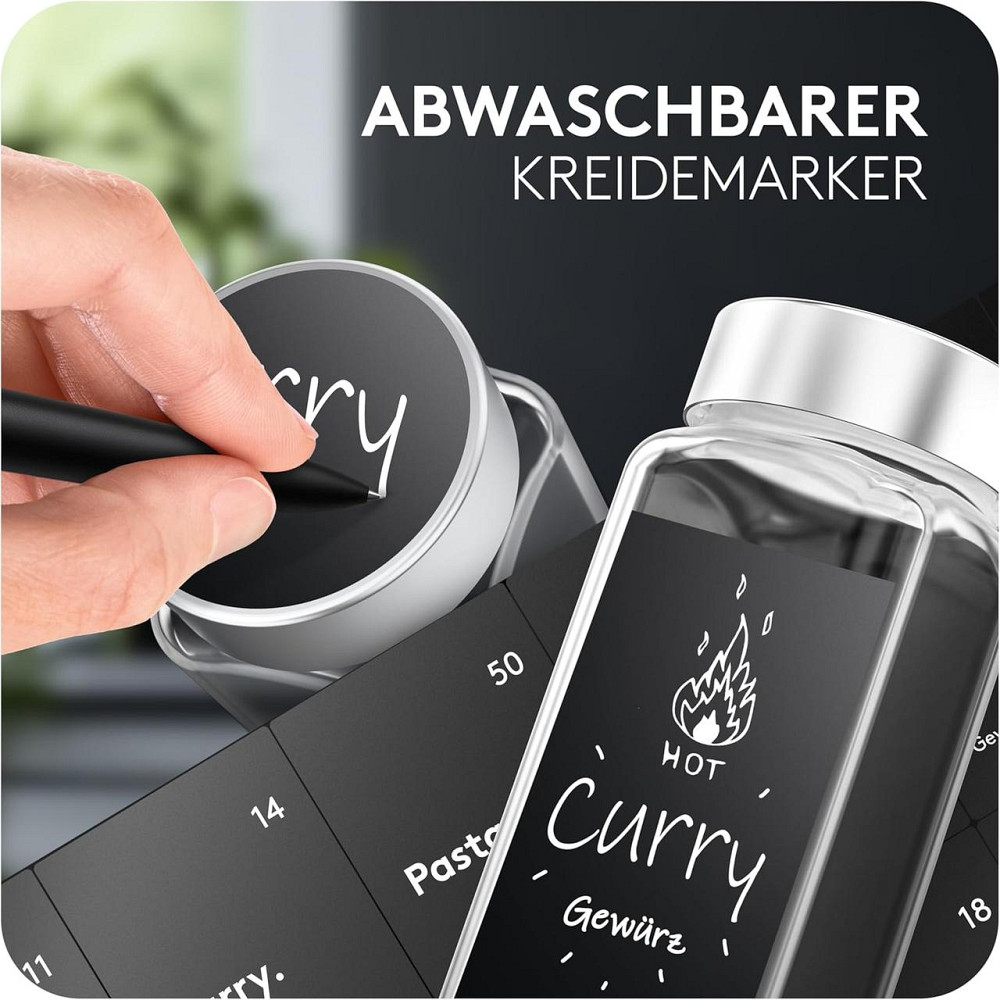 Банки для спецій скляні, набір 24 шт, квадратні з етикетками, воронкою, маркером, баночки 120 мл для кухні комплект Київ - фото 6