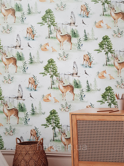 Обои винил на флизелине AS Creation Mia and Paul 0.53х10 детские животные олени лисицы птицы деревья Киев - изображение 2