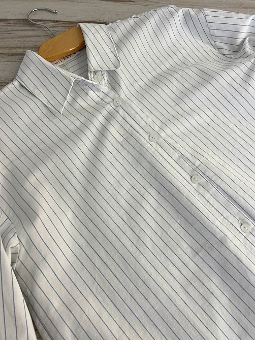 Сорочка жіноча Mix Ray 4465 оверсайз блакитна смуга біла, білий, L Київ - фото 13