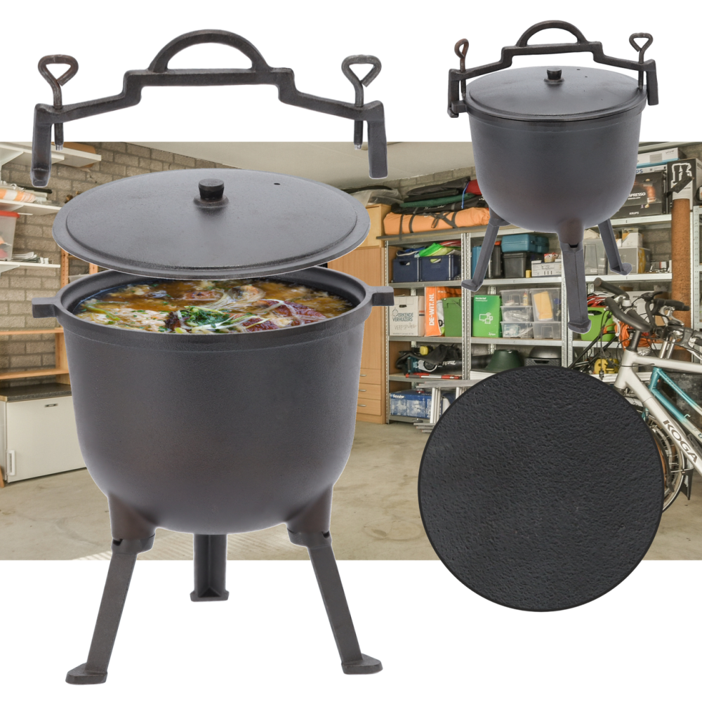Туристичний чавунний казан 11 л Garden Line на 3 ніжках з кришкою та ручкою для перенесення (Польща) Київ - фото 1