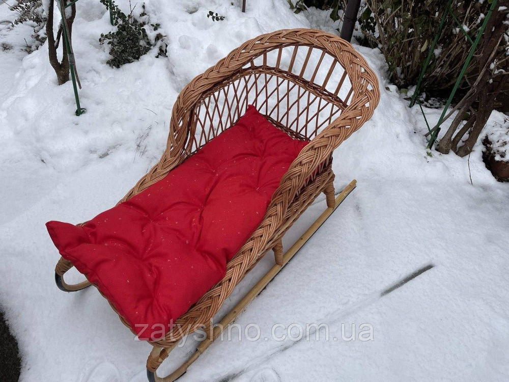 Санки  из лозы с красной подушкой Киев - изображение 1