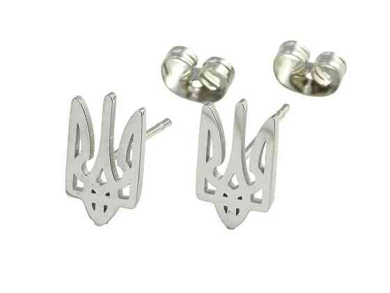 Сережки TTM Stainless Steel колір Родій пусети Герб України (161760) ТМ XUPING Київ
