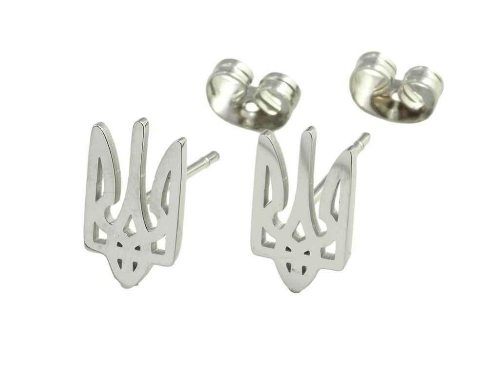Серьги TTM Stainless Steel цвет Родий пусеты Герб Украины (161760) ТМ XUPING Киев - изображение 1