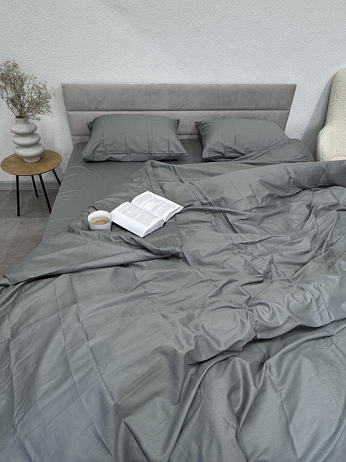 Ecotton Простирадло на резинці Ecotton Євро 200х200 см із сатину (арт. 17-4402 Natural Grey) те Київ - фото 1