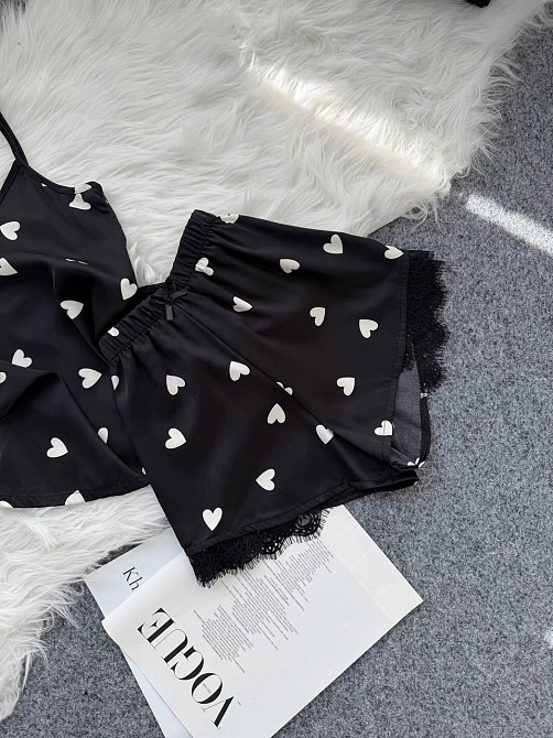 Жіноча базова повсякденна домашня шовкова піжама з мереживом Одеса - фото 6