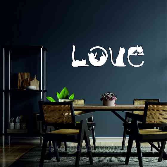 Декоративное настенное Панно «Коты - Love» Декор на стену 110*360 см, Белый Киев