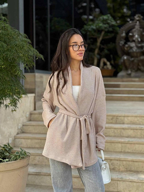 Женский теплый модный кардиган. Беж, 42/44 Одесса - изображение 4