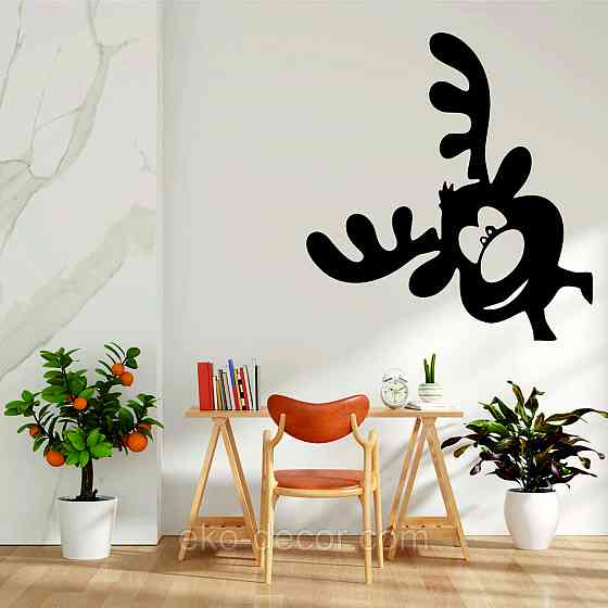 Декоративное настенное Панно «Олень», Декор на стену 70*70 см, Черный Киев