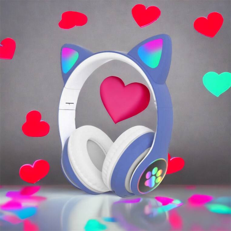 Bluetooth вільні блютуз навушники для дітей, Бездротові навушники кішечка, Гарнітура LED котячі вушка UM-83 Львів - фото 15